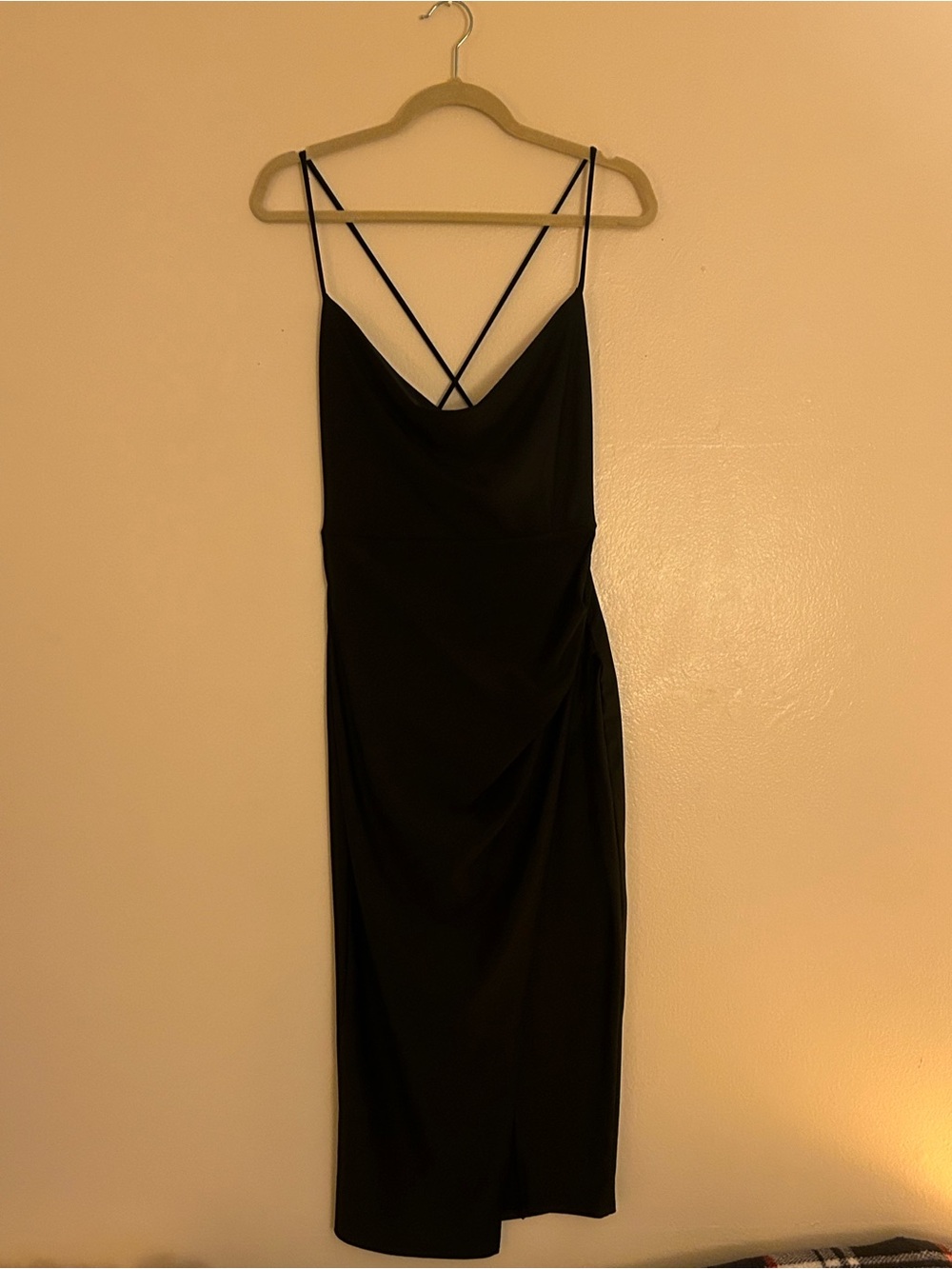 Classic Black Slip Dress with Drape Back